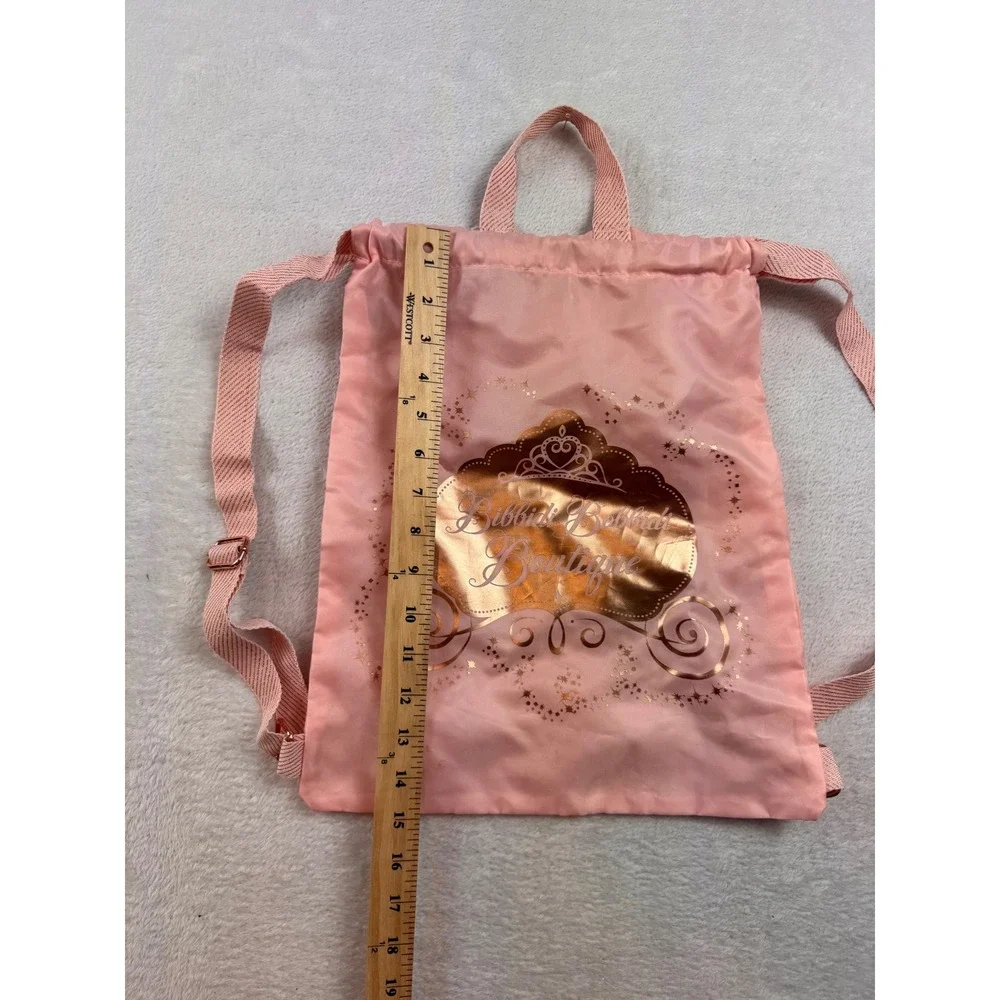 Disney Parks Bibbidi Bobbidi Boutique Pink Drawstring Backpack Rose Gold Bag